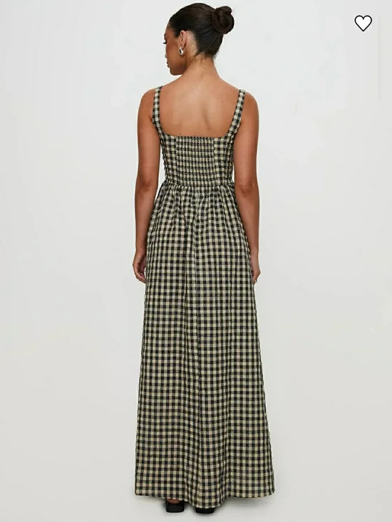 Princess Polly Gingham Square-Neck Maxi Dress in Black and Cream - Picture 3 of 7